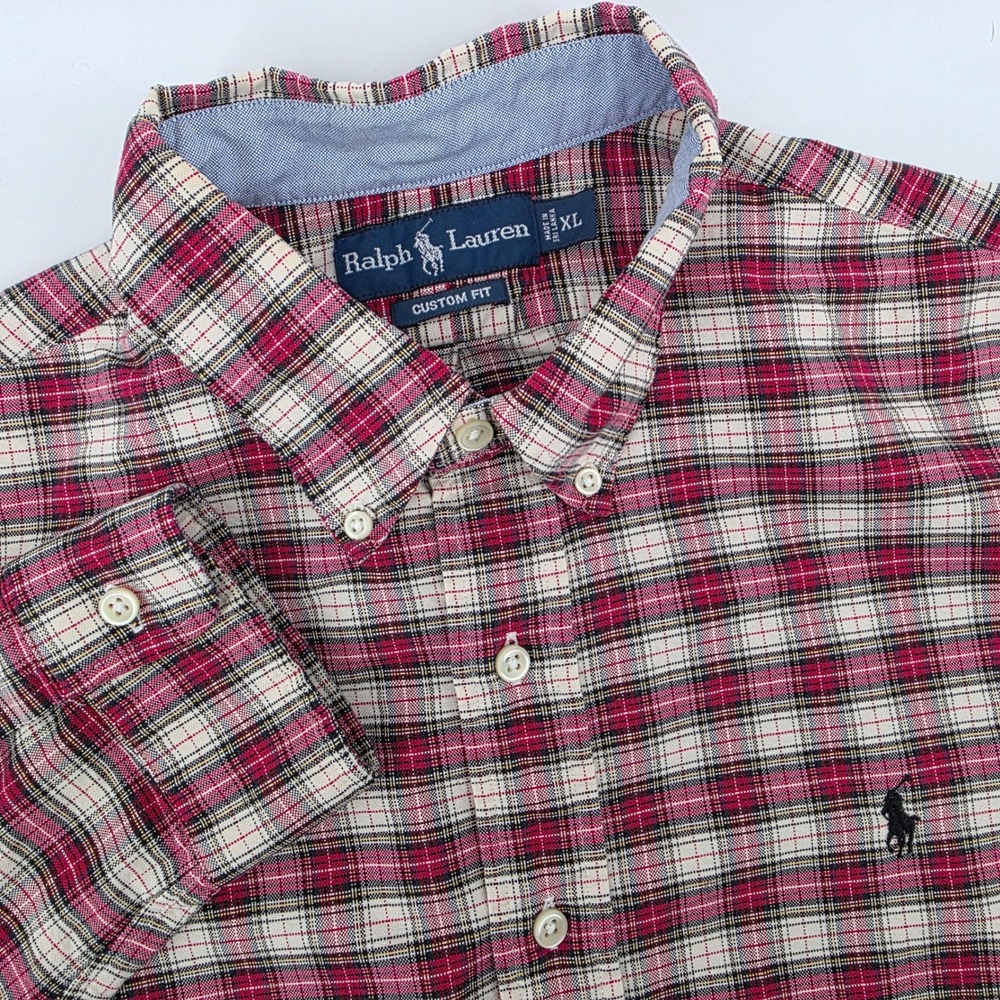 Ralph Lauren Oxford Shirt Custom Fit Mens XL Plaid L/S Button Down‎ Multicolor